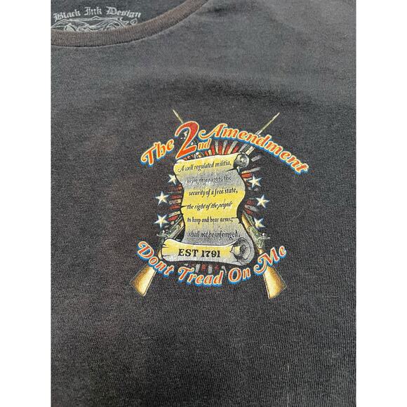 Black Ink Design - The 2nd Amendment / Don’t Tread On Me Distressed Tee - XL - Picture 4 of 5
